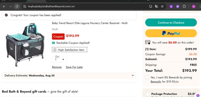 Buy Buy Baby checkout page showing Buy Buy Baby promo code box | Screenshot taken by SimplyCodes community member on Aug 17, 2025