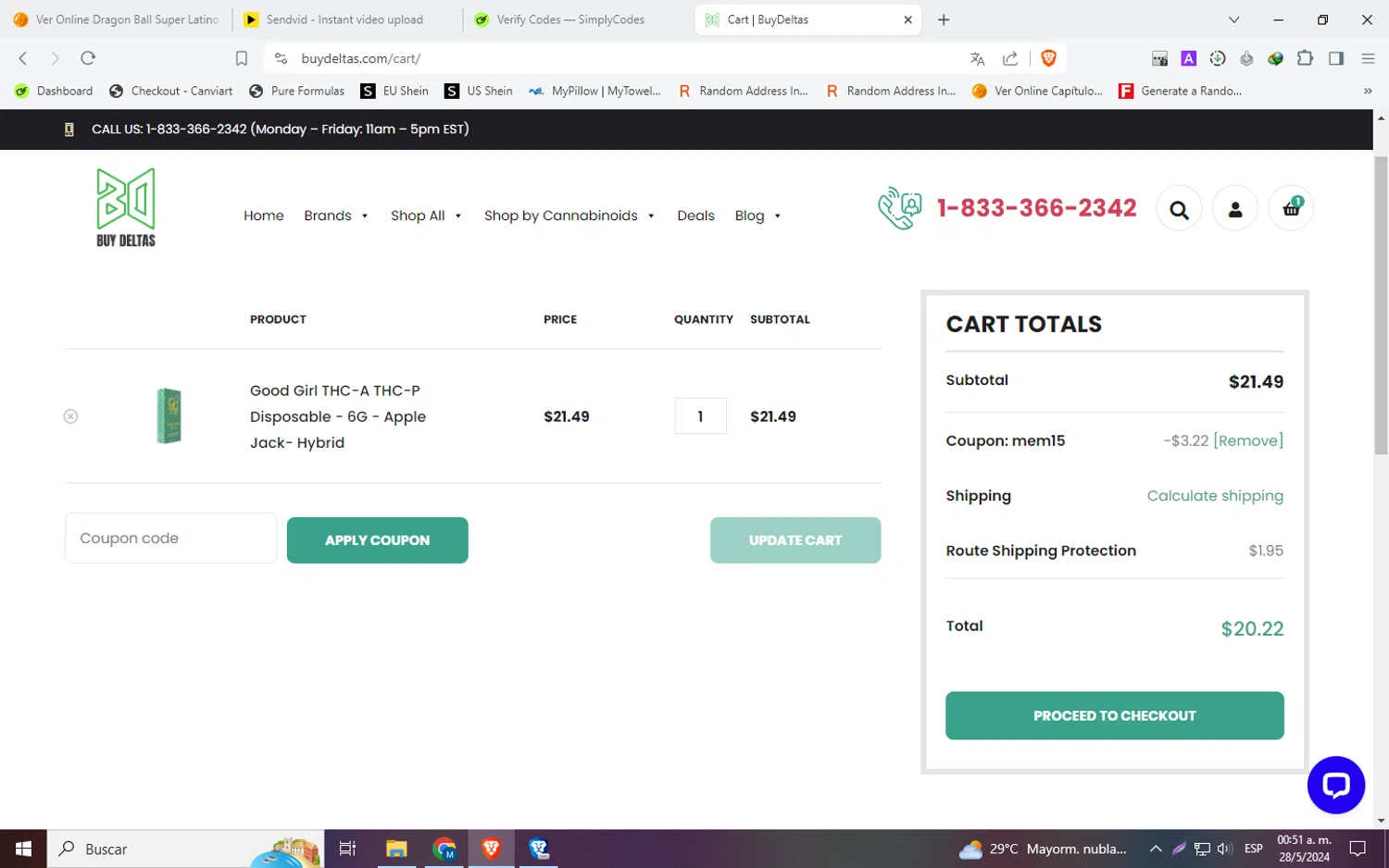 Buy Deltas checkout page showing Buy Deltas coupon code box | Screenshot taken by SimplyCodes community member on May 28, 2024