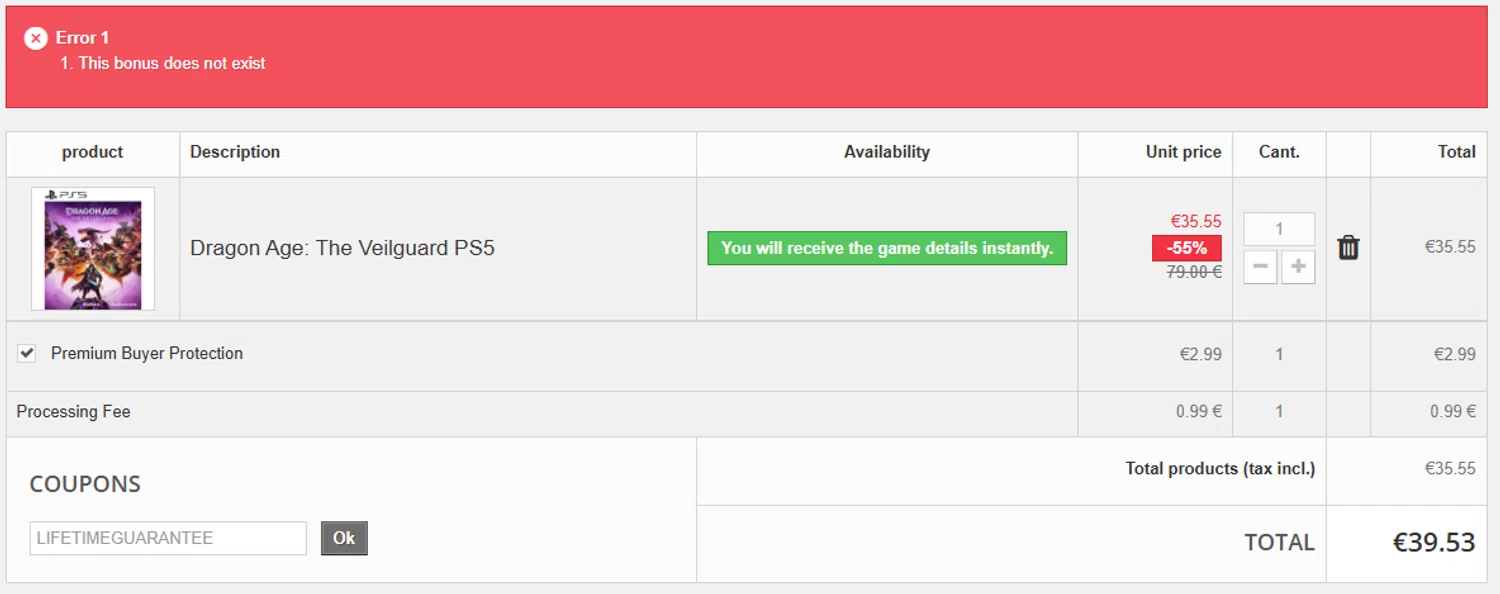 BuyGames discount code screenshot showing code LIFETIMEGUARANTEE applied at BuyGames checkout page. Uploaded by SimplyCodes community member ericramirez on May 17, 2025