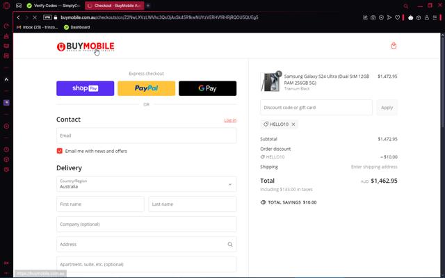 BuyMobile checkout page showing BuyMobile discount code box | Screenshot taken by SimplyCodes community member on Mar 1, 2025