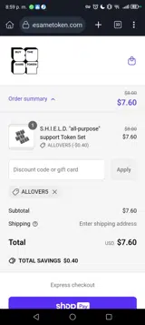 Buy The Same Token coupon verification screenshot
