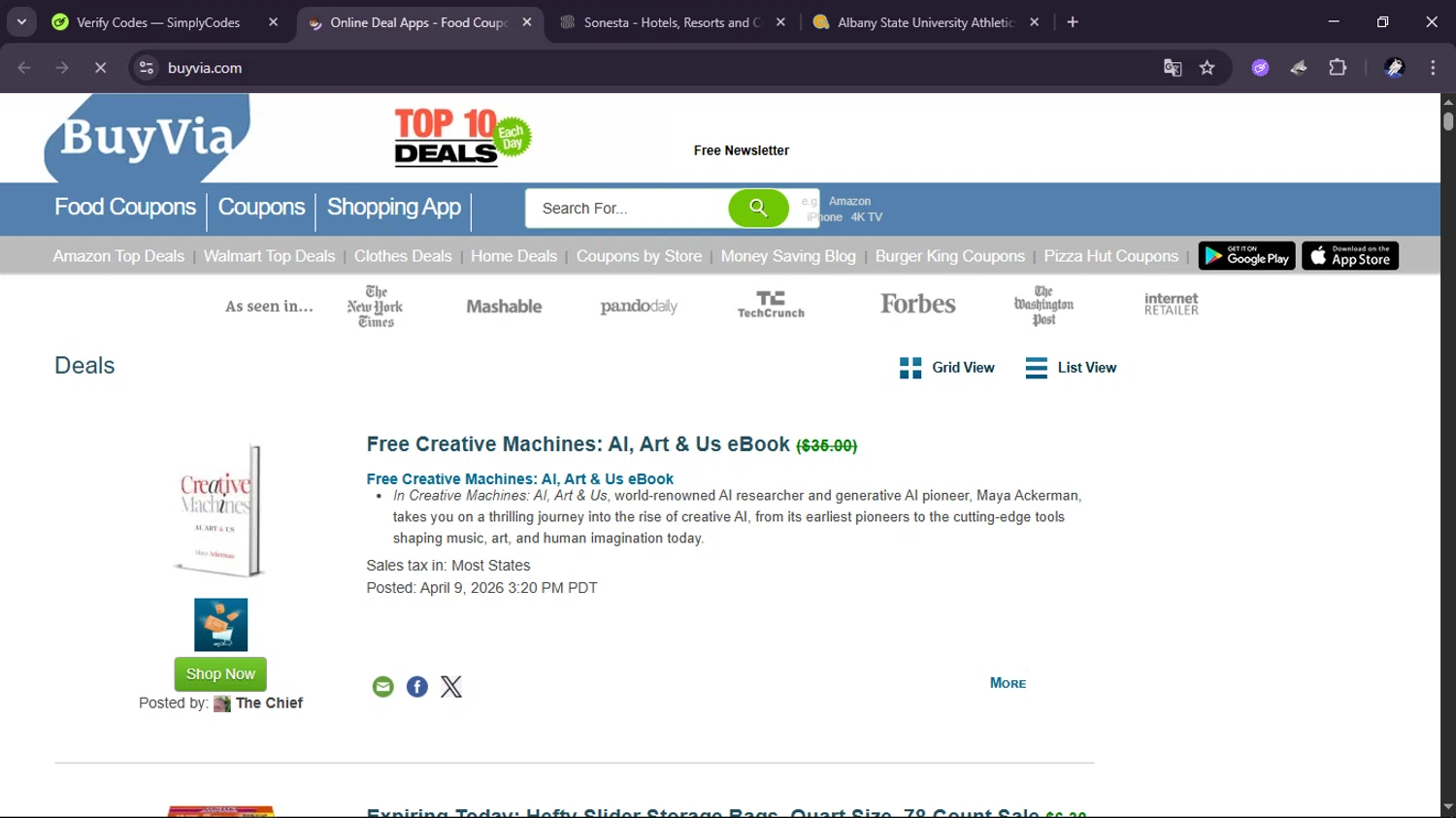 BuyVia promo code screenshot showing code 987VIQJS applied at BuyVia checkout page. Uploaded by SimplyCodes community member RoyalMaestro2129 on Apr 10, 2026