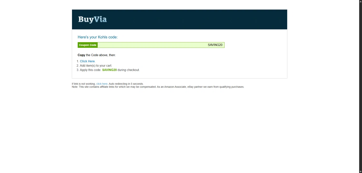 BuyVia promo code screenshot showing code SAVING20 applied at BuyVia checkout page. Uploaded by SimplyCodes community member VoucherVirtuoso5207 on Dec 11, 2025