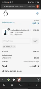 BUZIOL15 coupon verification screenshot