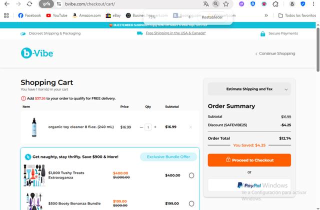 b-Vibe checkout page showing b-Vibe discount code box | Screenshot taken by SimplyCodes community member on Sep 12, 2025