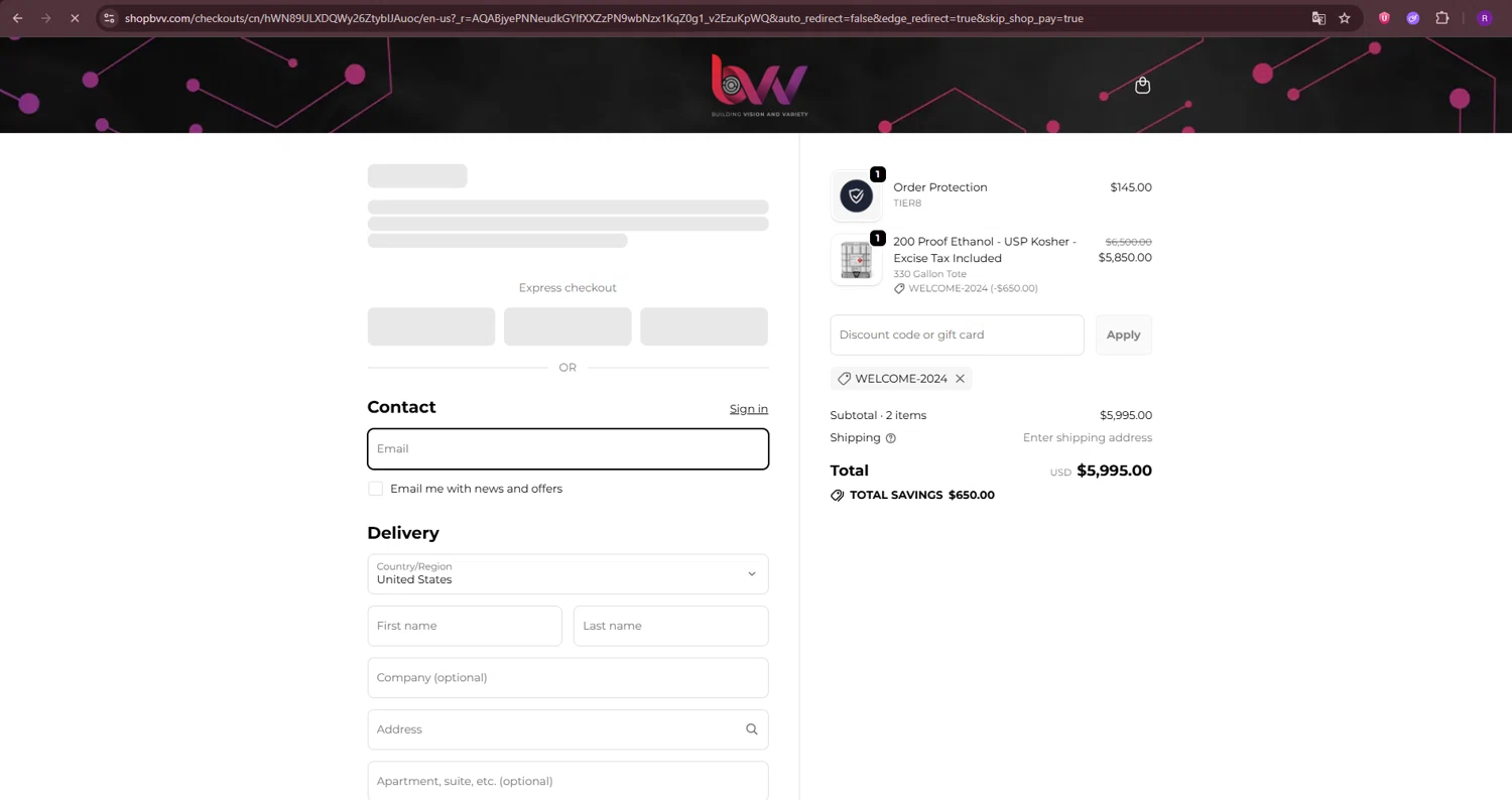 BVV checkout page showing BVV discount code box | Screenshot taken by SimplyCodes community member on Jan 29, 2026