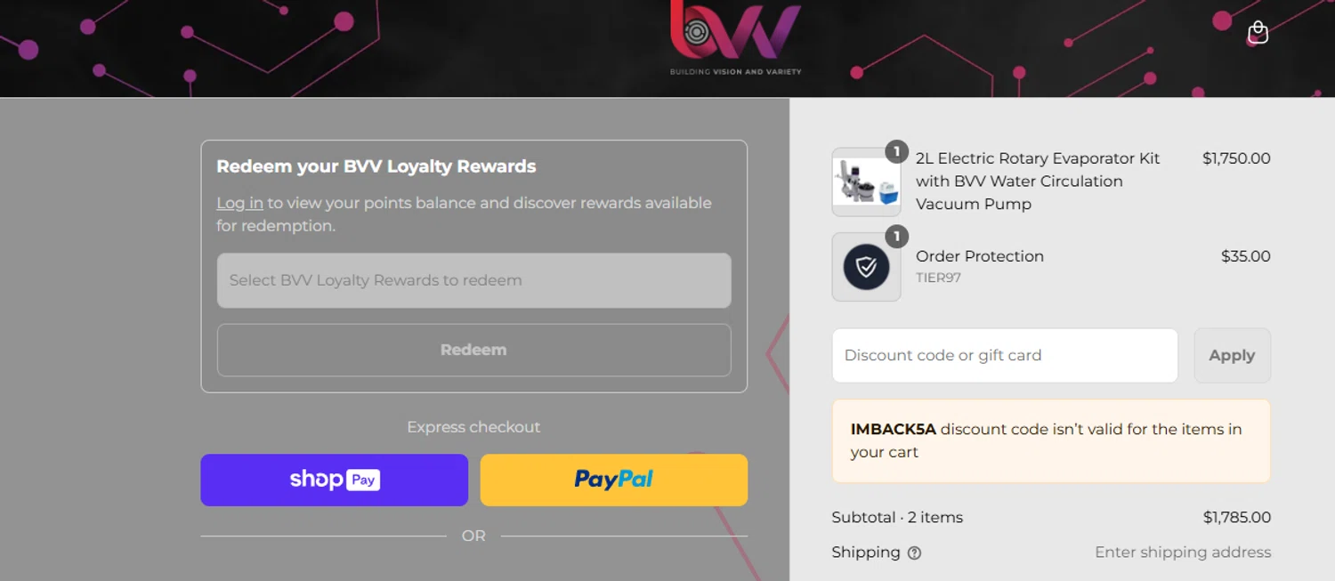 BVV discount code screenshot showing code IMBACK5A applied at BVV checkout page. Uploaded by SimplyCodes community member ashe1986 on Aug 12, 2025