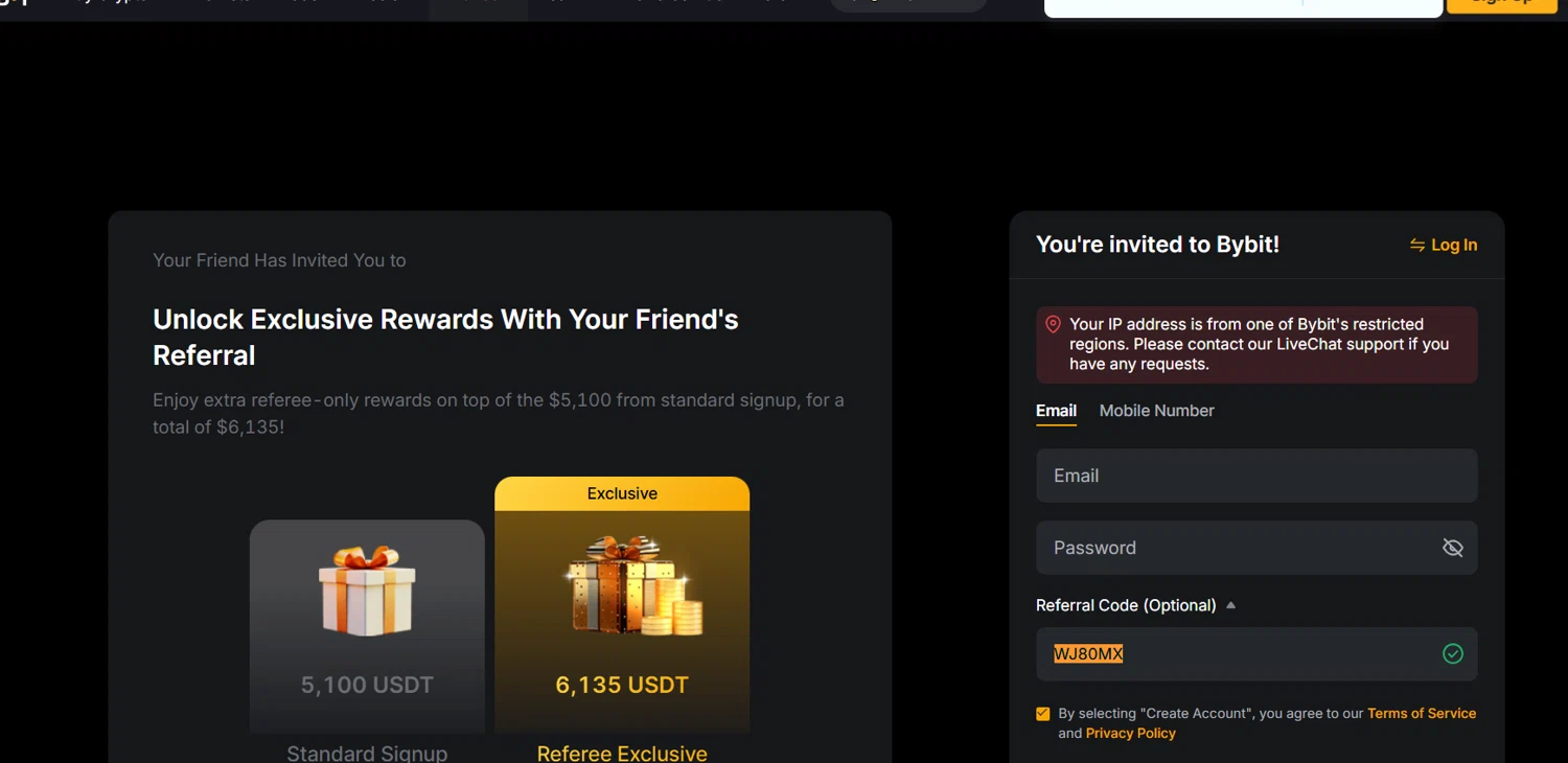Bybit promo code screenshot showing code WJ80MX applied at Bybit checkout page. Uploaded by SimplyCodes community member Lioniel on Dec 15, 2025