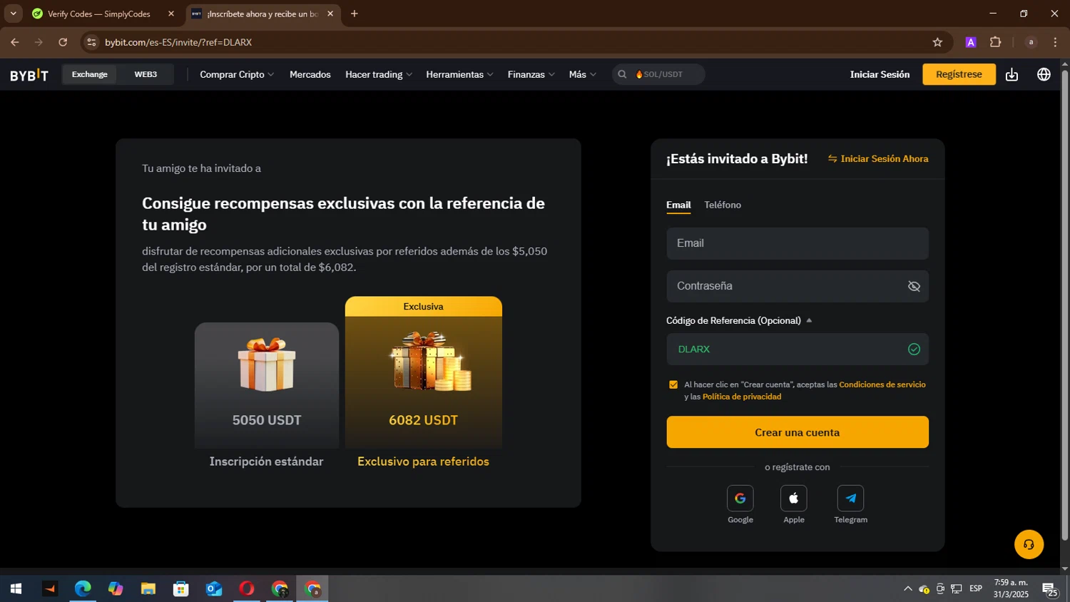 Bybit checkout page showing Bybit promo code box | Screenshot taken by SimplyCodes community member on Mar 31, 2025
