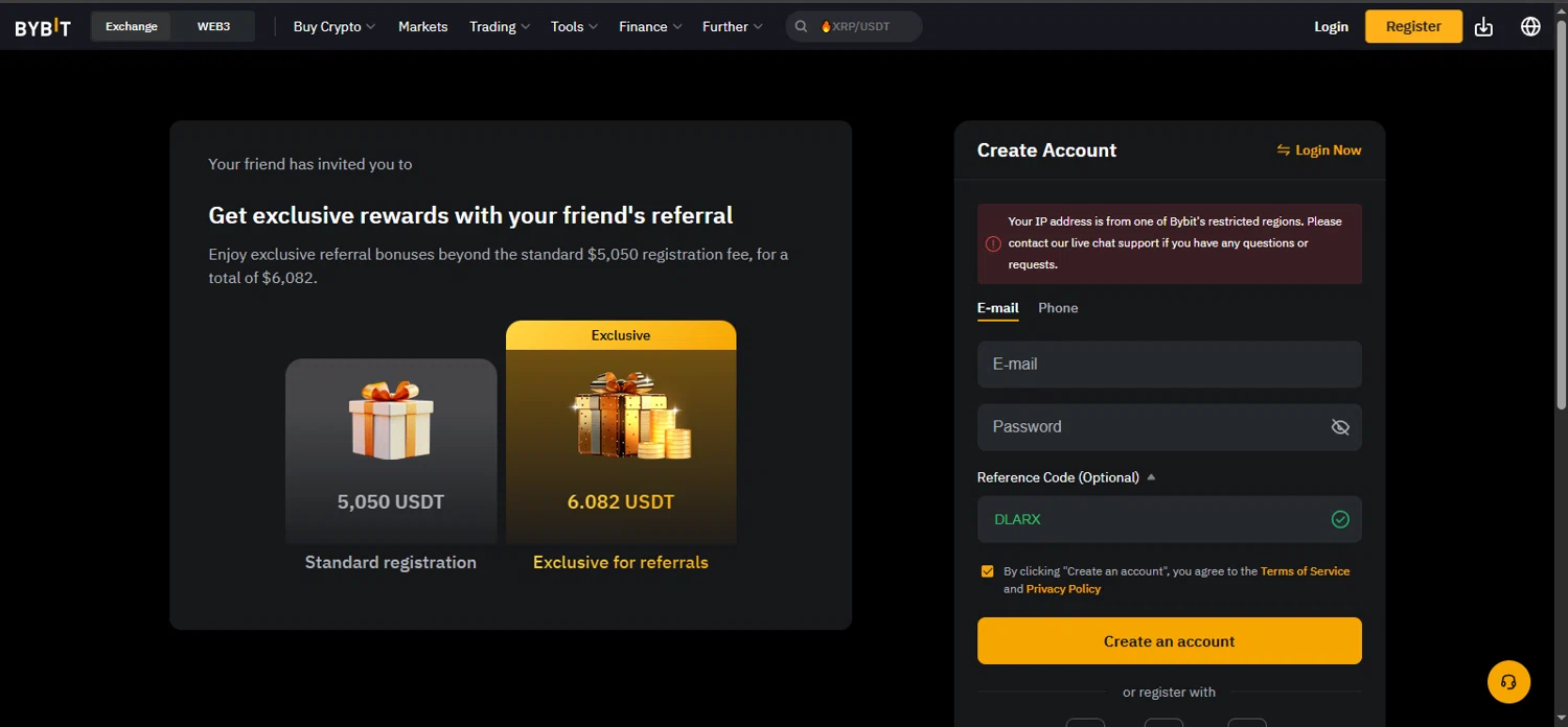 Bybit promo code screenshot showing code DLARX applied at Bybit checkout page. Uploaded by SimplyCodes community member rapiddeals on Apr 27, 2025