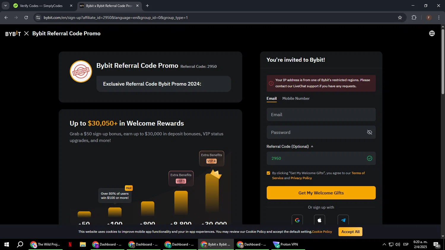 Bybit checkout page showing Bybit promo code box | Screenshot taken by SimplyCodes community member on Apr 2, 2025