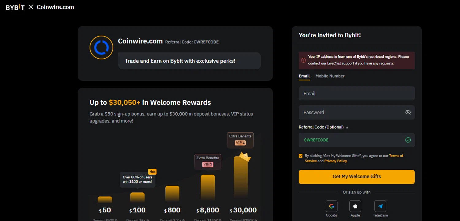 Bybit promo code screenshot showing code CWREFCODE applied at Bybit checkout page. Uploaded by SimplyCodes community member SimplyCVerlie on Jul 4, 2025