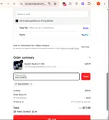 WELCOME01 coupon verification screenshot