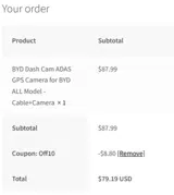Off10 coupon verification screenshot