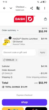 ByDash coupon verification screenshot