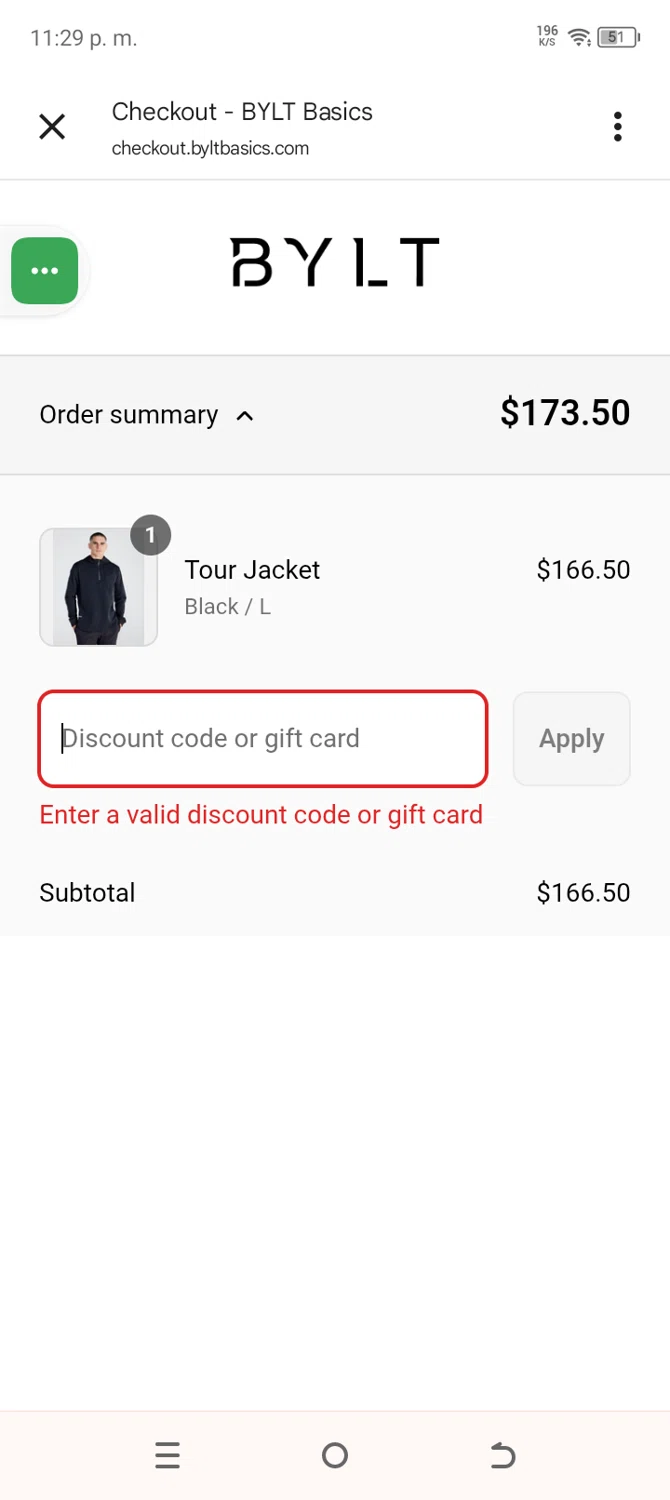 BYLT Basics discount code screenshot showing code WELCOME20 applied at BYLT Basics checkout page. Uploaded by SimplyCodes community member SavingsWarden235 on Aug 24, 2025