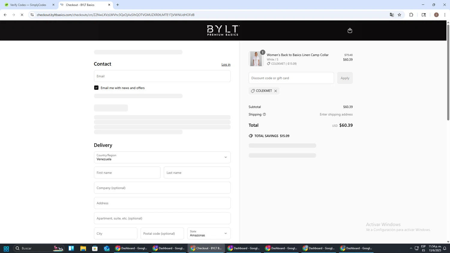 BYLT Basics discount code screenshot showing code COLEKMET applied at BYLT Basics checkout page. Uploaded by SimplyCodes community member pequenokalvin5 on Jun 14, 2025