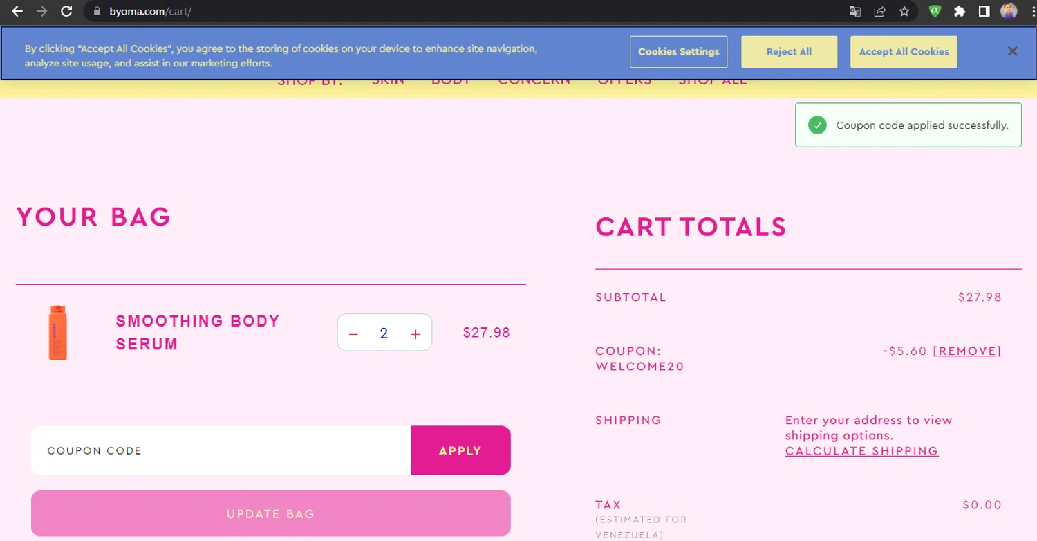 how to use BYOMA coupons