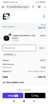 BYOLI78 coupon verification screenshot
