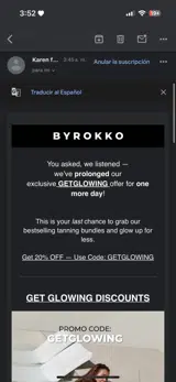 Getglowing coupon verification screenshot