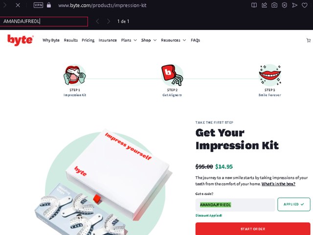 Byte checkout page showing Byte discount code box | Screenshot taken by SimplyCodes community member on Apr 17, 2024