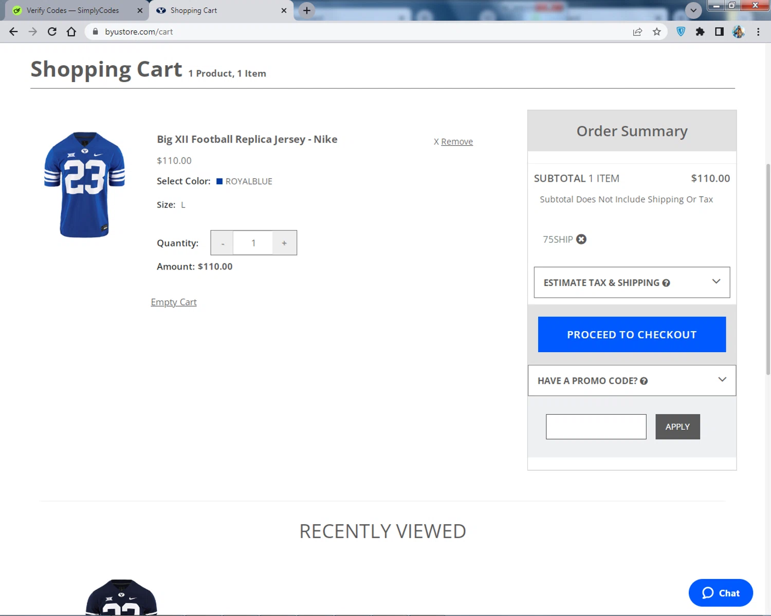 BYU Store checkout page showing BYU Store promo code box | Screenshot taken by SimplyCodes community member on Jul 1, 2024