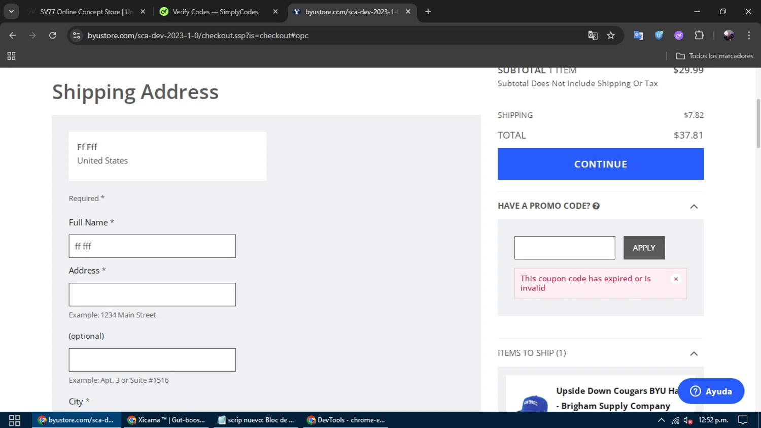 BYU Store promo code screenshot showing code NEWFAN89PE25 applied at BYU Store checkout page. Uploaded by SimplyCodes community member gremirhernandez on Aug 7, 2025