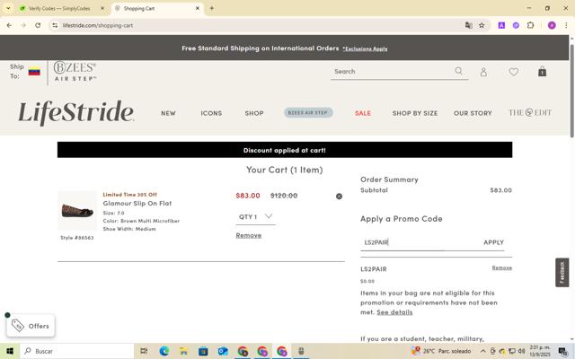Bzees checkout page showing Bzees promo code box | Screenshot taken by SimplyCodes community member on Sep 13, 2025