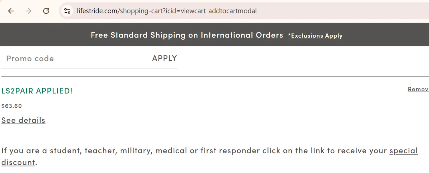 Bzees promo code screenshot showing code LS2PAIR applied at Bzees checkout page. Uploaded by SimplyCodes community member CouponSage9293 on Aug 10, 2025
