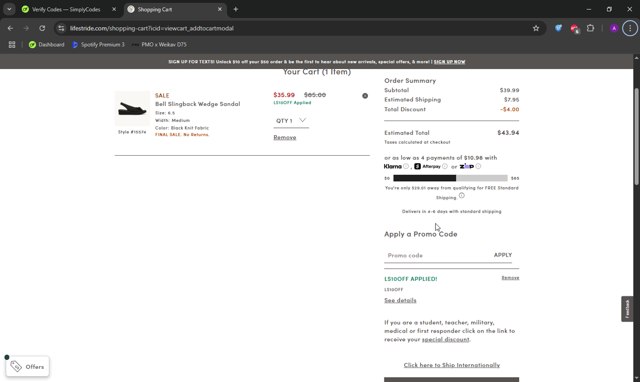 Bzees checkout page showing Bzees promo code box | Screenshot taken by SimplyCodes community member on Aug 9, 2025