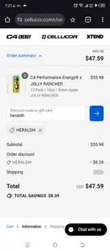 C4 Energy coupon verification screenshot