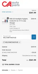 CA Auto Parts coupon verification screenshot