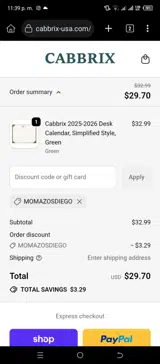 MOMAZOSDIEGO coupon verification screenshot