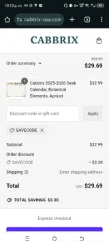 SAVECODE coupon verification screenshot