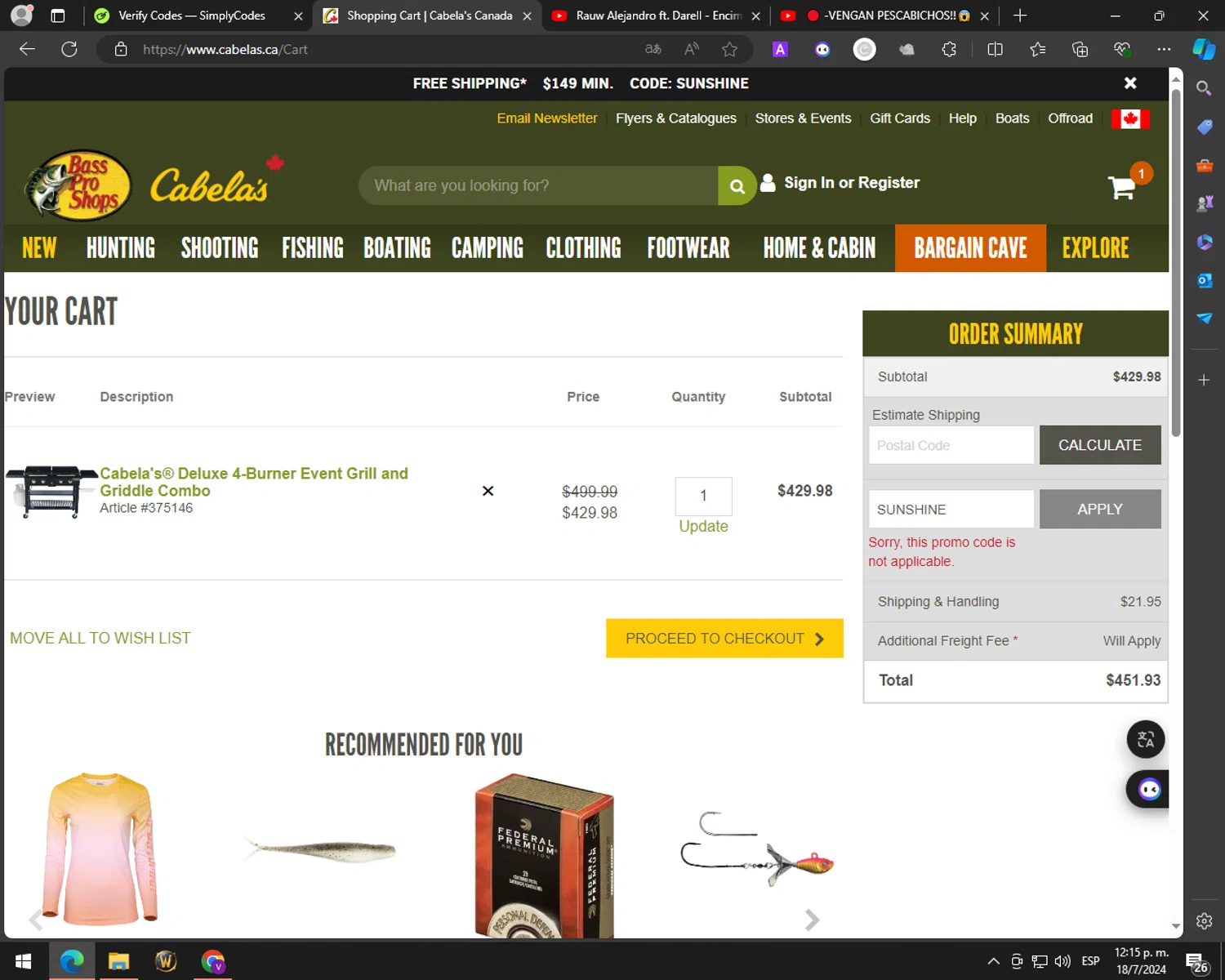 how to use Cabelas Canada coupons