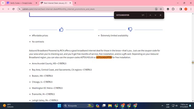 Cable TV checkout page showing Cable TV promo code box | Screenshot taken by SimplyCodes community member on Jan 27, 2024