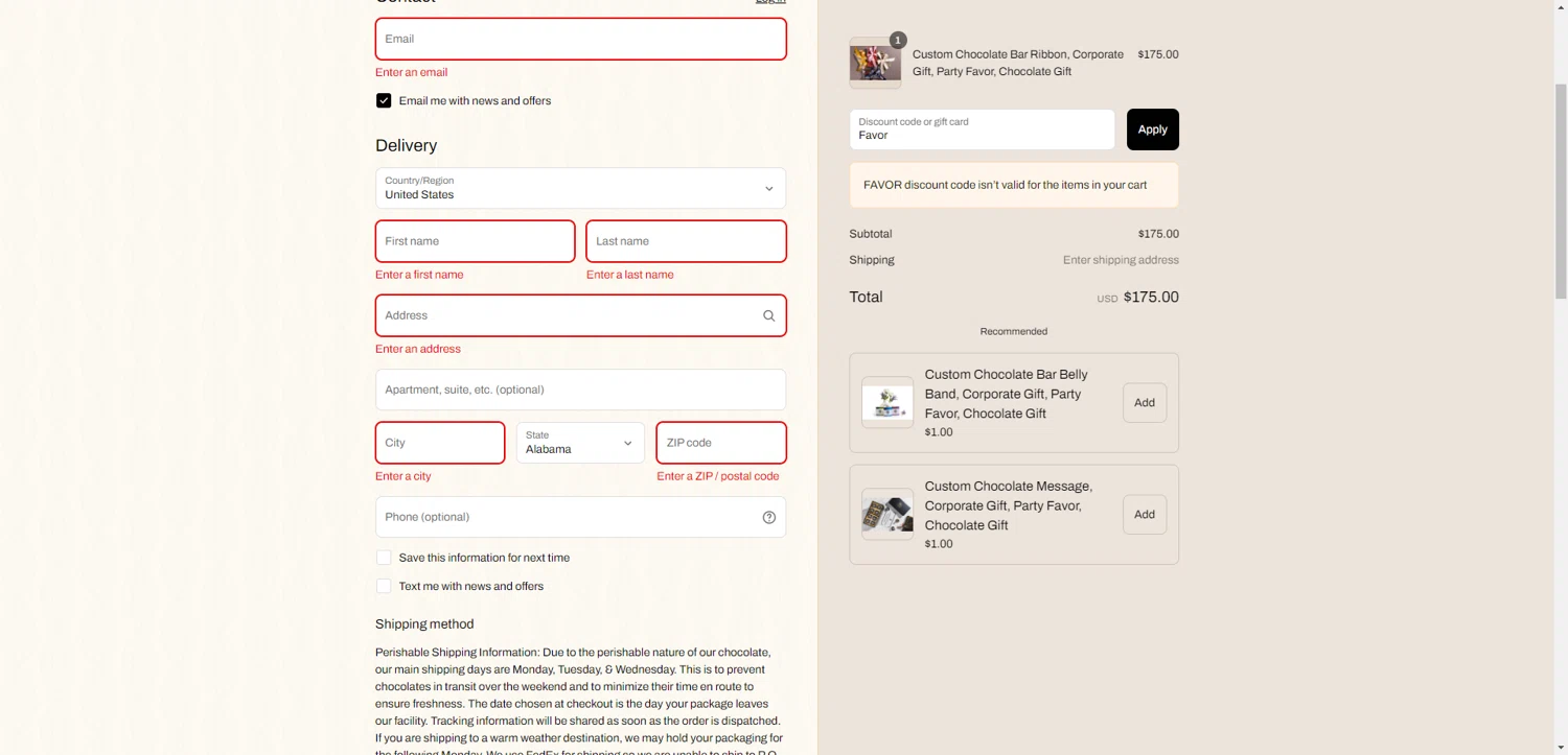 Cacao and Cardamom discount code screenshot showing code Favor applied at Cacao and Cardamom checkout page. Uploaded by SimplyCodes community member RewardTitan728 on Aug 4, 2025