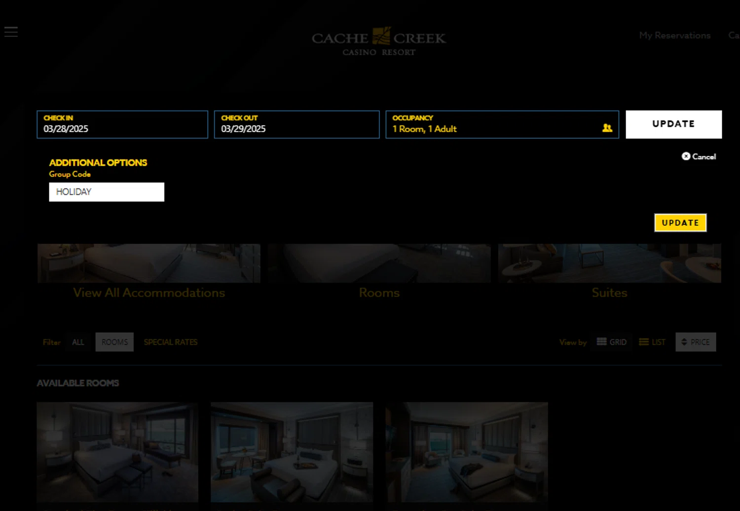 Cache Creek Casino Resort checkout page showing Cache Creek Casino Resort promo code box | Screenshot taken by SimplyCodes community member on Mar 28, 2025