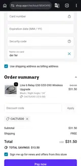 CACTUS30 coupon verification screenshot