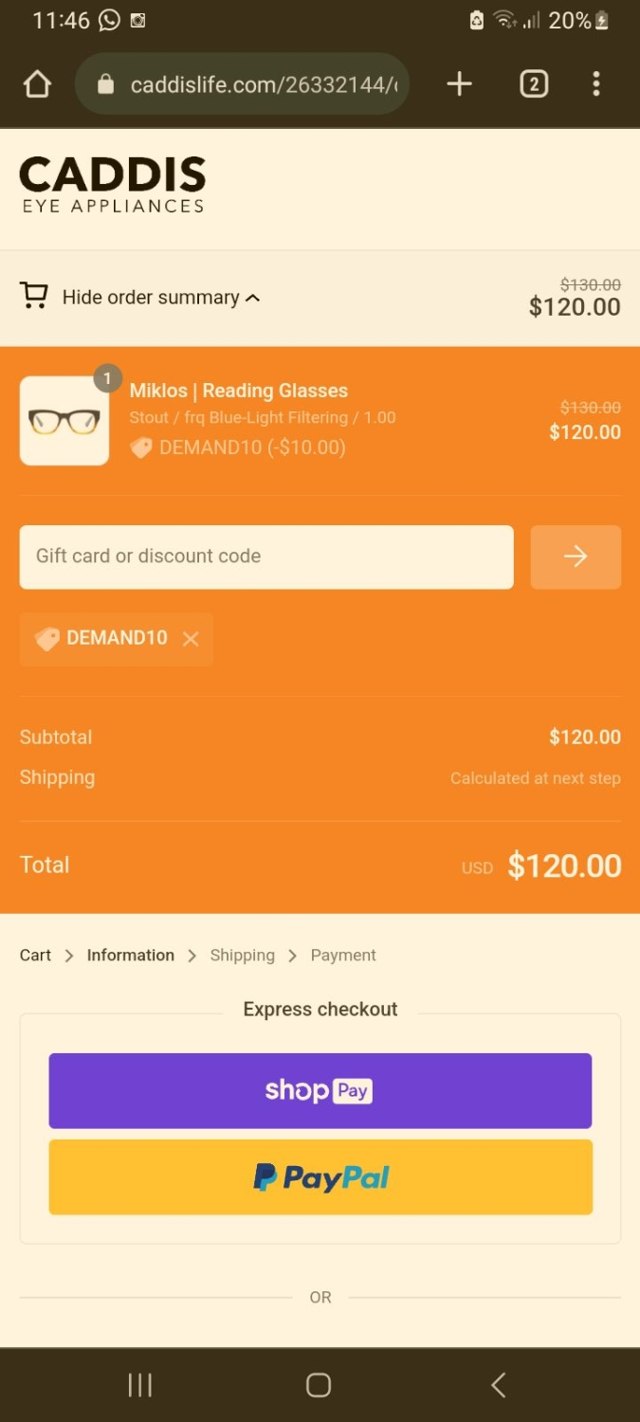 Caddis Eye Appliances checkout page showing Caddis Eye Appliances discount code box | Screenshot taken by SimplyCodes community member on Jun 16, 2023