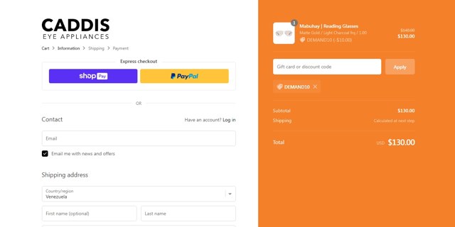 Caddis Eye Appliances checkout page showing Caddis Eye Appliances discount code box | Screenshot taken by SimplyCodes community member on Sep 1, 2023