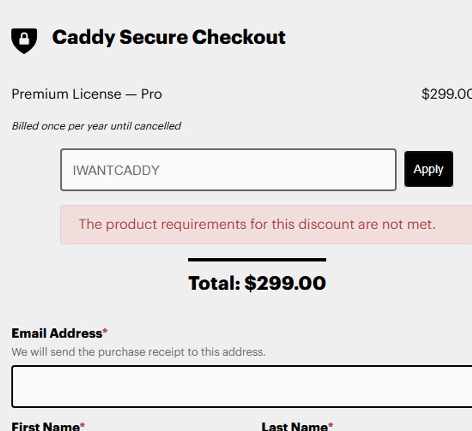 Caddy checkout page showing Caddy discount code box | Screenshot taken by SimplyCodes community member on Dec 12, 2024