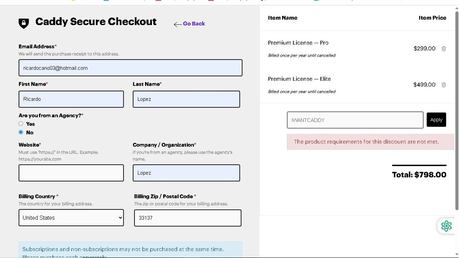 Caddy discount code screenshot showing code IWANTCADDY applied at Caddy checkout page. Uploaded by SimplyCodes community member LAMINEJAMAL on Mar 19, 2025