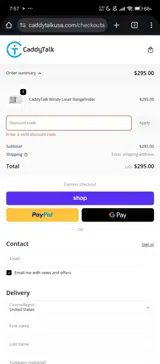 CaddyTalk USA coupon verification screenshot