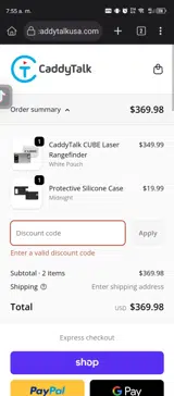 CaddyTalk USA coupon verification screenshot