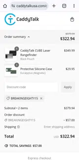 CaddyTalk USA coupon verification screenshot