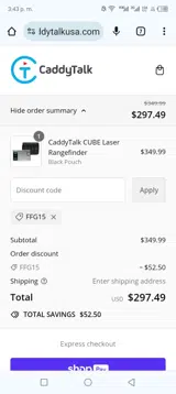 CaddyTalk USA coupon verification screenshot