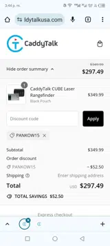 CaddyTalk USA coupon verification screenshot