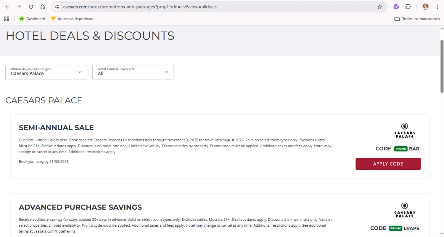Caesars Rewards promo code screenshot showing code Bar applied at Caesars Rewards checkout page. Uploaded by SimplyCodes community member LegendaryTitan9160 on Oct 26, 2025
