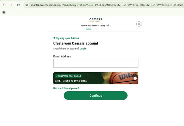 Caesars Rewards checkout page showing Caesars Rewards promo code box | Screenshot taken by SimplyCodes community member on Jun 13, 2025